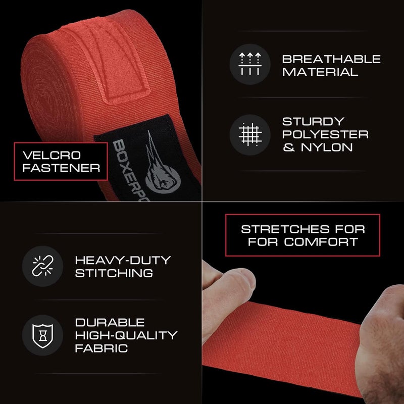 BOXERPOINT 180" Ringside Boxing Wraps for Men & Women - Breathable Hand Wraps for Boxing, Muay Thai, Kickboxing, MMA Gear - Image 3